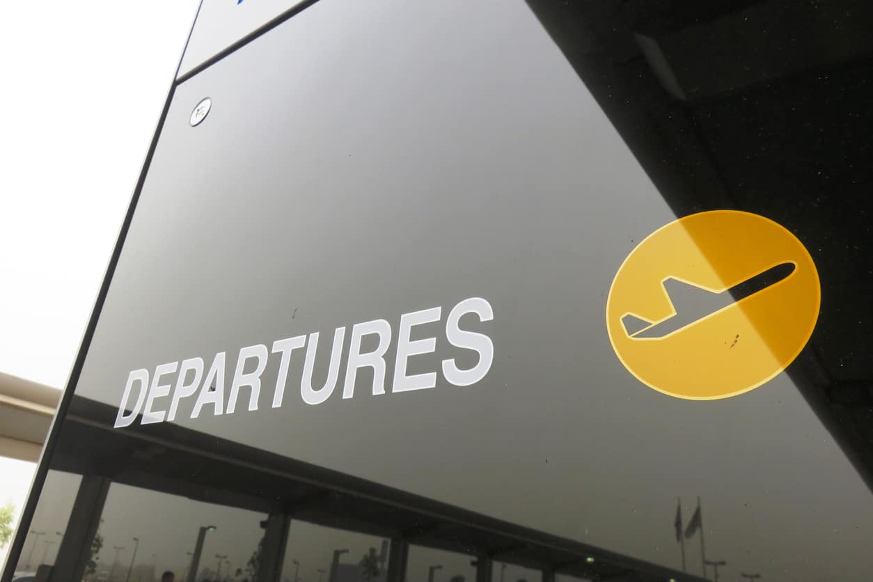 Departures sign