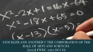 STOCKLER AND ANOTHER V THE CORPORATION OF THE HALL OF ARTS AND SCIENCES [2025] EWHC 2262 (SCCO)