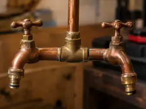 Two copper taps fed from a single brass pipe junction, illustrating entitlement to costs versus the source of funds under CPR 47.20